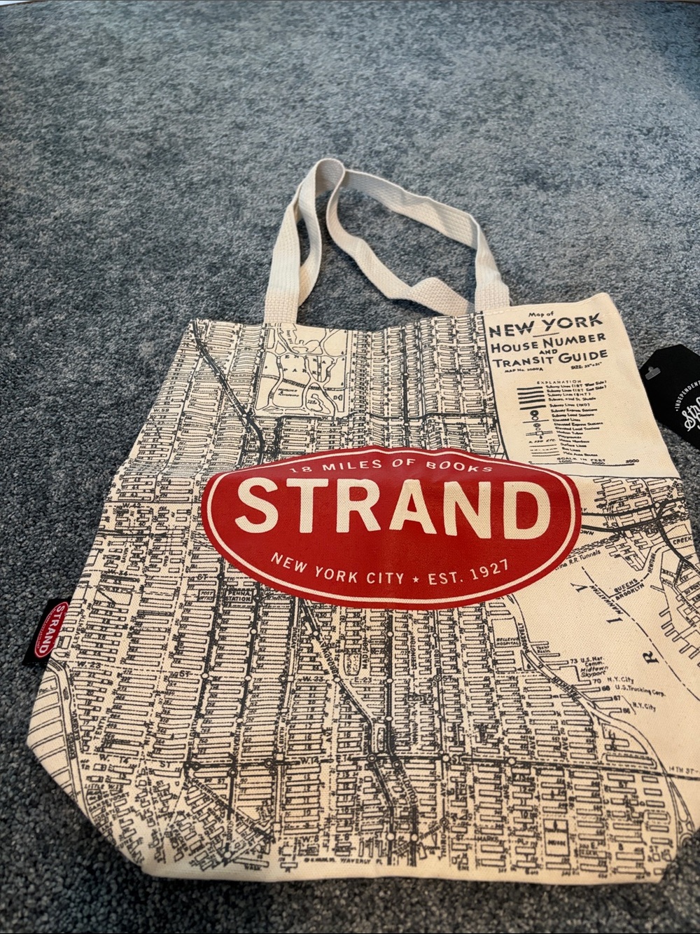 New York City Canvas Tote Bag in Cream with Red Logo